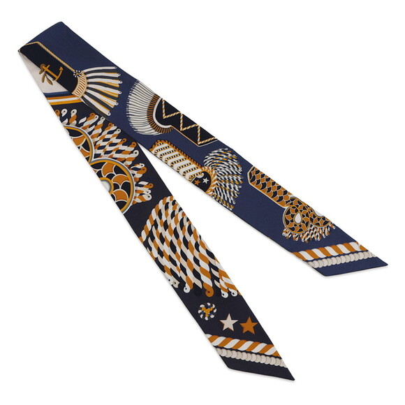 Hermes scarf muffler twilly ceremonial epaulets EPAULETTES DE GALA HERMES sil... - Picture 3 of 13